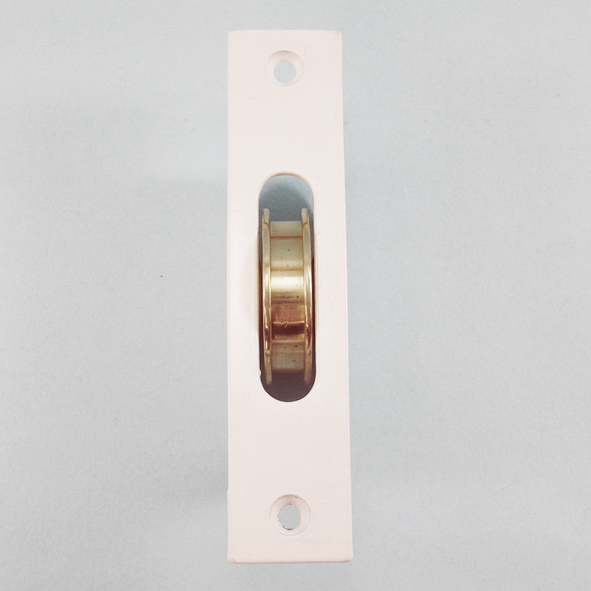 THD253/PB/WH • White • Square • Sash Pulley With Steel Body and 44mm [1¾] Brass Pulley